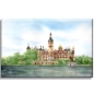 Preview: Stretcher frame canvas 40 x 30 cm Watercolor Maritime Art Print Baltic Sea Schwerin Castle - Castle Garden View - SCH2